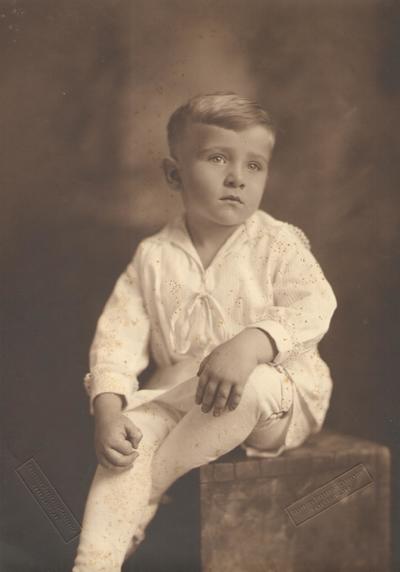 Pike County, Indiana, Unidentified Children, Young Boy Seated on Box