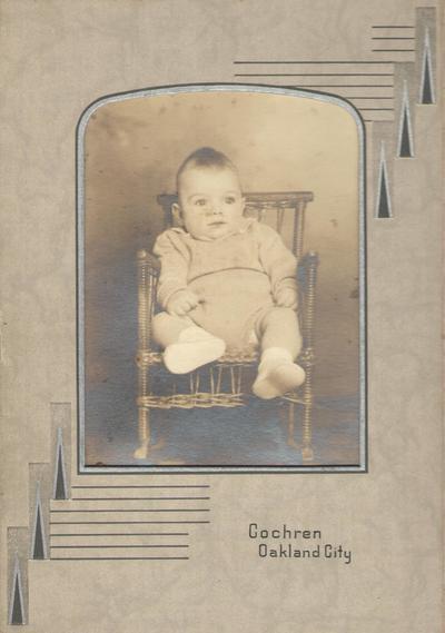 Pike County, Indiana, Unidentified Children, Baby Seated on Chair, Cochren Photo Studio, Oakland City, Indiana