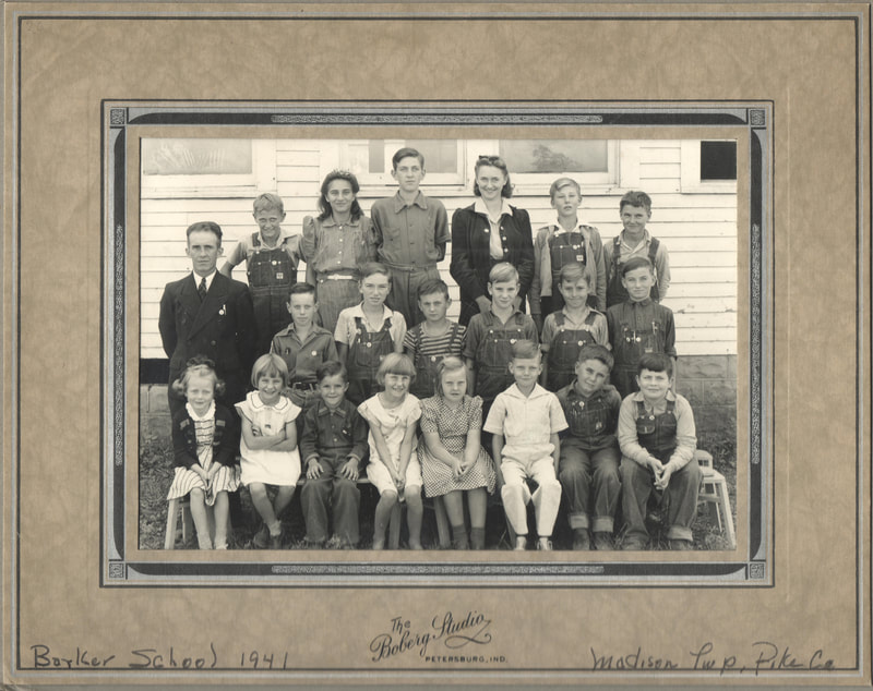 Pike County, Indiana Pike Pike County Schoolhouses, Group Class Photo, Barker School, 1941, Madison Township, Pike County, Boberg Studio, Petersburg, Indiana