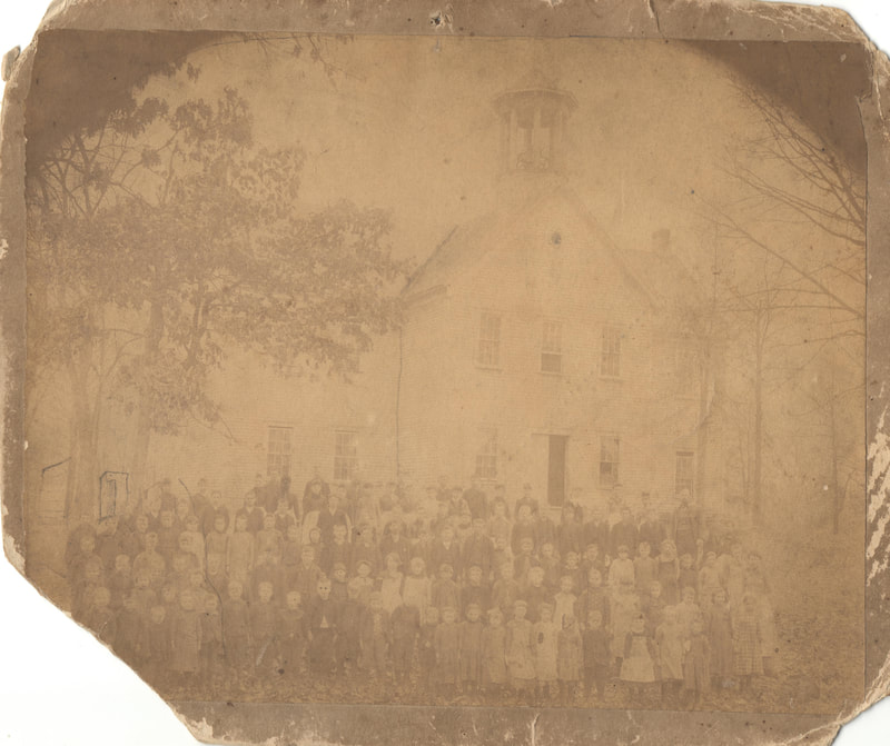 Pike County, Indiana, Brewster Family, Group Photo of School Children with Schoolhouse