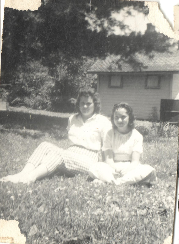 Pike County, Indiana, Robert R. Davis Family, Young Woman and Girl Sitting on Lawn