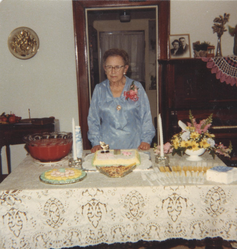 Pike County, Indiana, Robert R. Davis Family, Woman Standing at Table, Birthday Cake