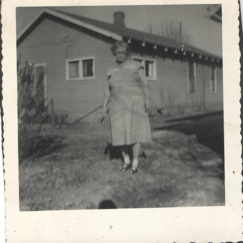 Pike County, Indiana, Robert R. Davis Family, Elderly Woman Standing in Yard