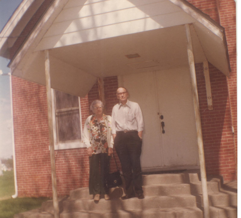 Pike County, Indiana, Robert R. Davis Family, Couple Standing on Steps of Church