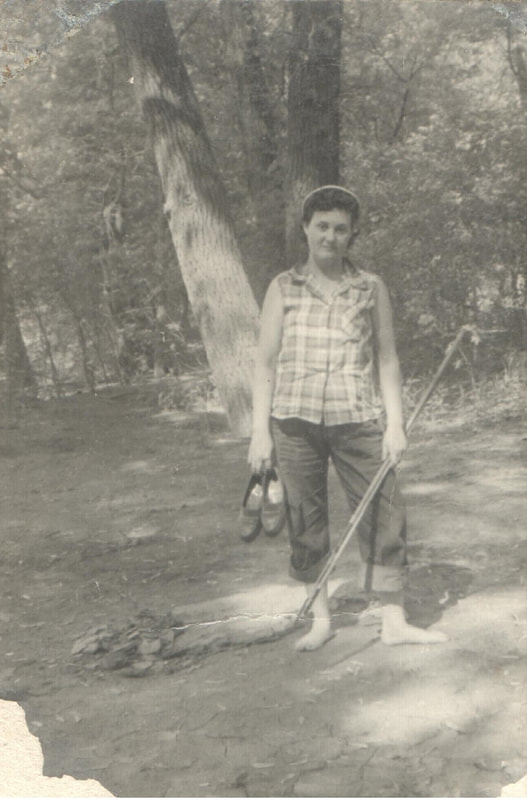 Pike County, Indiana, Robert R. Davis Family, Woman Holding Fishing Pole