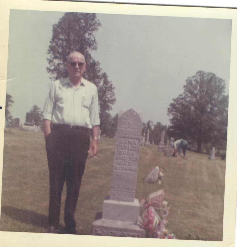 Pike County, Indiana, Robert R. Davis Family, Man Standing at Grave of Anna Taylor