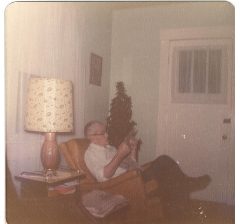 Pike County, Indiana, Robert R. Davis Family, Elderly Man Sitting Reading Newspaper