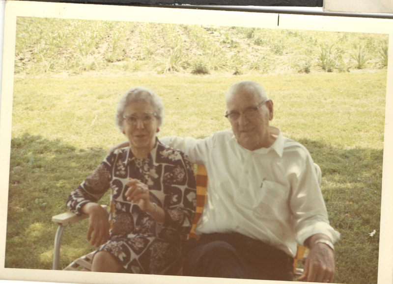 Pike County, Indiana, Robert R. Davis Family, Elderly Couple Sitting in Shade in Yard
