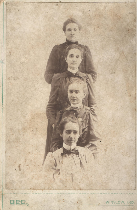Pike County, Indiana, Heacock Family,  Women Standing in Succesion, Family Photo, Bee Photo Studio, Winslow, Indiana 