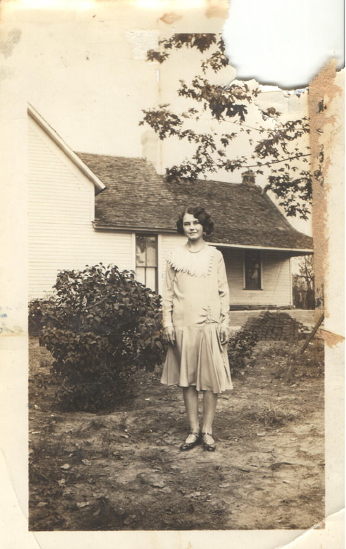 Pike County, Indiana, Heacock Family, Young Woman Standing in Front of House