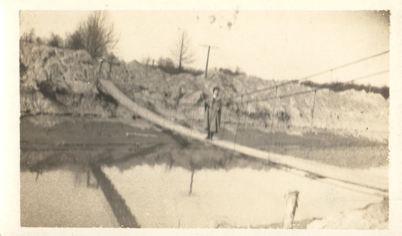 Pike County, Indiana, Identified Females, Woman Standing on Bridge, 1924