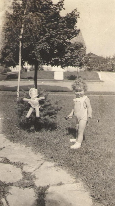 Pike County, Indiana, Unidentified Children, Young Girl Playing in Yard with Doll