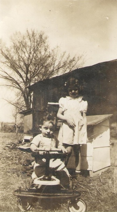 Pike County, Indiana, Unidentified Children, Young Girl and Boy Playing in Yard