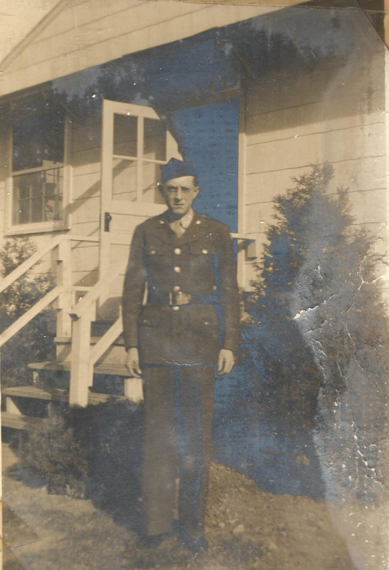 Pike County, Indiana, Veterans Collection, U.S. Army, Soldier Standing in Front Yard, Pfc. Ralph A. Miller, September 1944