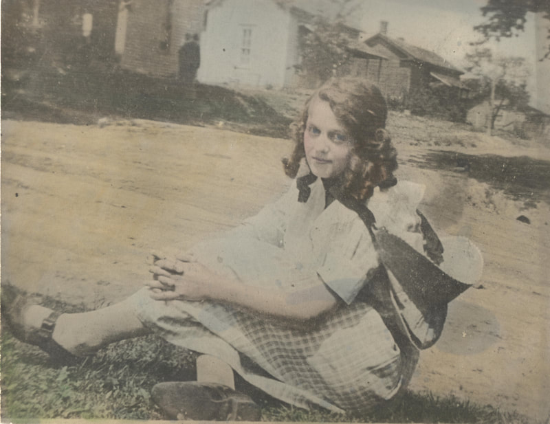 Pike County, Indiana, Morton Family, Young Woman With Curls Sitting in Yard, Merle Hale Young