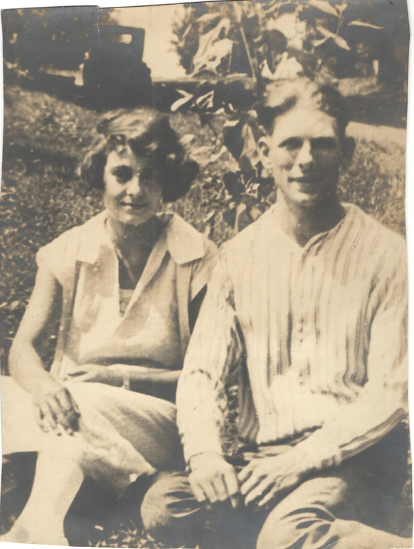 Pike County, Indiana, Morton Family, Young Man and Woman Sitting in Yard, Merle and Clyde Morton