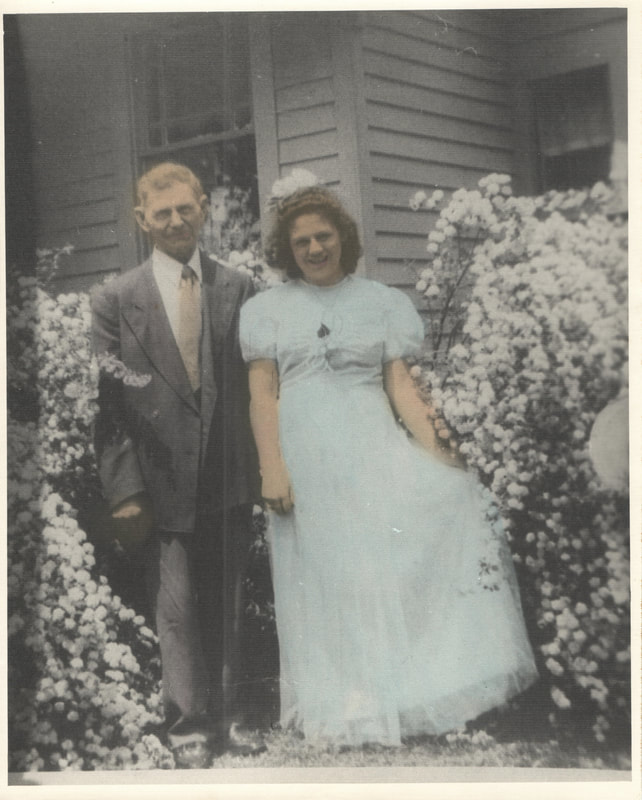 Pike County, Indiana, Morton Family, Man and Woman in Formal Dress Standing in Yard, Virginia Ross