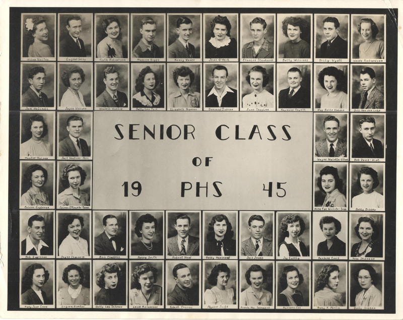 Pike County, Indiana, Morton Family, Senior Class Photo, Petersburg High School, 1945