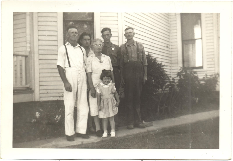 Pike County, Indiana, Morton Family, Richeson Family Standing on Sidewalk by House