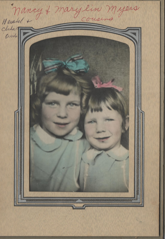 Pike County, Indiana, Morton Family, Young Girls In Bows, Nancy and Marlyin Myers