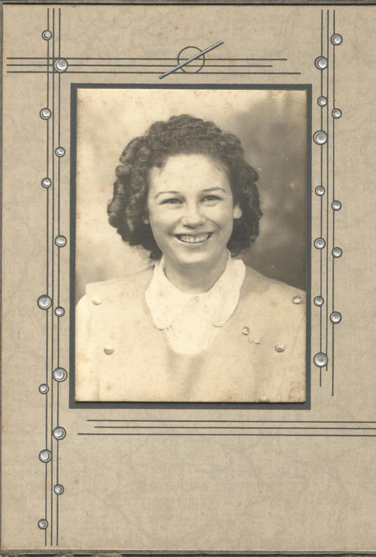 Pike County, Indiana, Morton Family, School Photo, Young Woman in Curls, Virginia Morton, Petersburg, Indiana, 1945