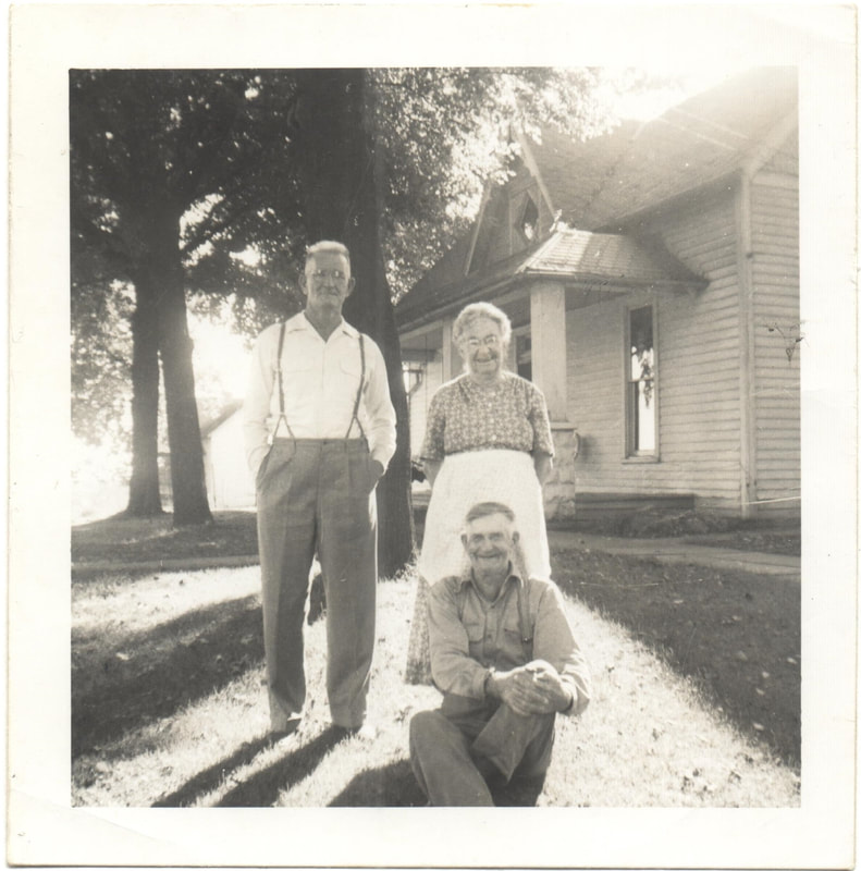 Pike County, Indiana, Morton Family, Elderly Couple and Son in Back Yard, October 19, 1955
