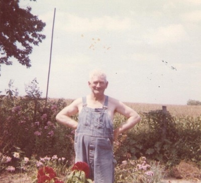 Pike County, Indiana, Morton Family, Elderly Man in Overalls Standing in Garden, Clyde Morton