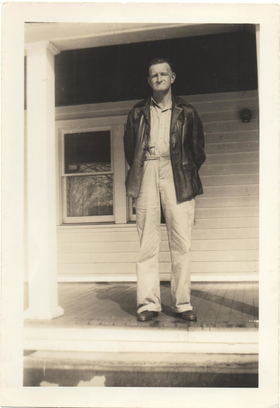 Pike County, Indiana, Morton Family, Man Standing on Porch with Hands Behind Back, Adjic Richeson