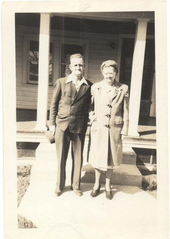 Pike County, Indiana, Morton Family, Couple Standing Near Front Steps of Home, Adjic and Bertha Richeson
