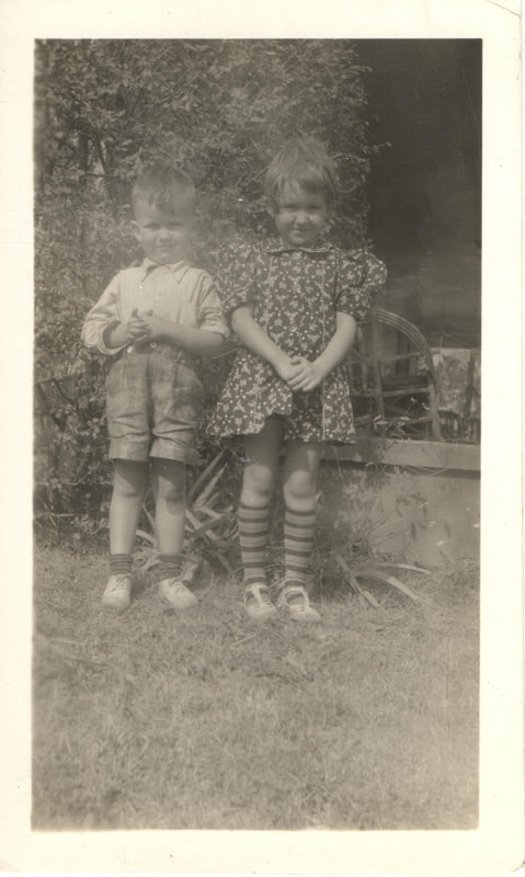Pike County, Indiana, Robling Family, Young Boy and Girl Standing in Yard
