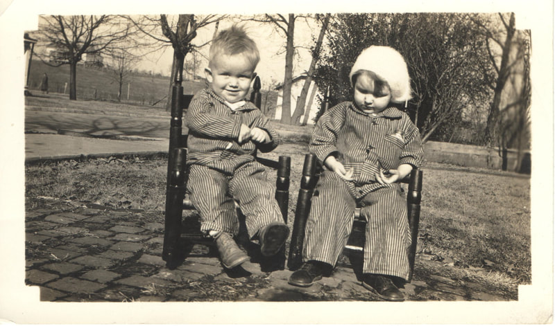 Pike County, Indiana, Robling Family, Young Boy and Girl Sitting Outdoors