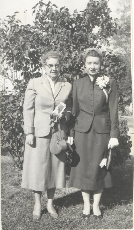 Pike County, Indiana, Robling Family, Mother and Daughter Holding Purses Standing in Yard