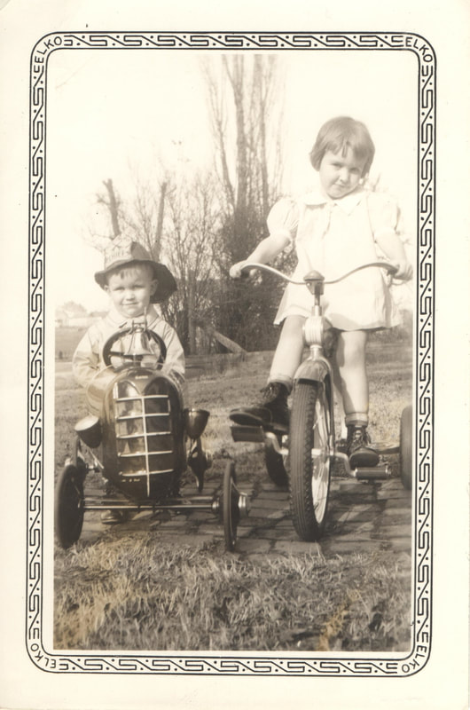 Pike County, Indiana, Robling Family, Young Boy and Girl on Toy Bikes