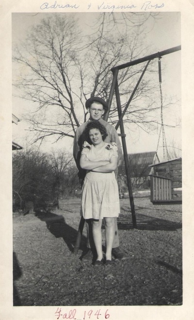 Pike County, Indiana, Morton Family, Man and Woman Standing in Yard, Adrian and Virginia Ross