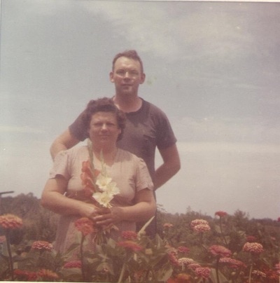 Pike County, Indiana, Morton Family, Man and Woman Standing in Garden, Adrian and Virginia Ross