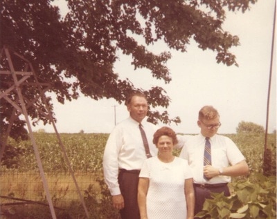 Pike County, Indiana, Morton Family, Men and Woman Standing in Garden, Adrian and Virginia Ross