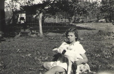 Pike County, Indiana, Morton Family, Young Woman With Dog in Yard, Virginia Ross