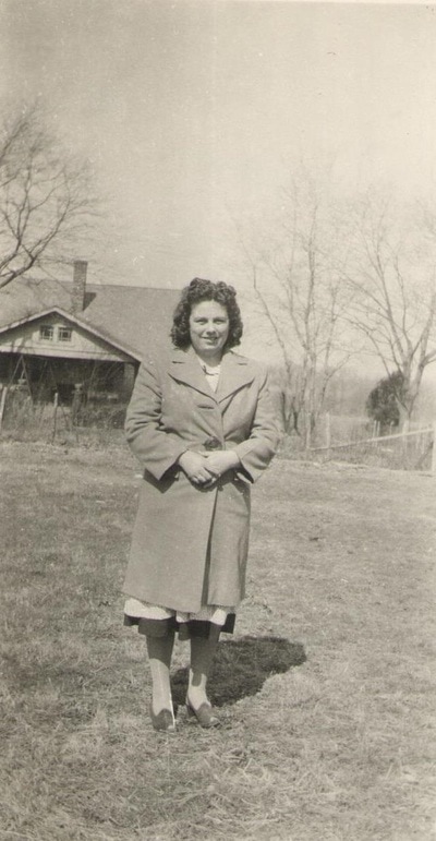 Pike County, Indiana, Morton Family, Woman in Coat Standing in Yard, Virginia Ross