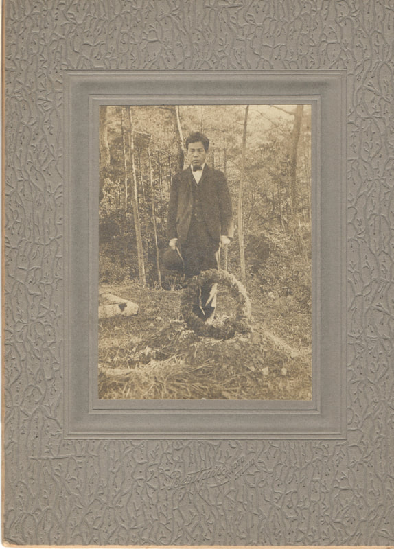 Pike County, Indiana, Greshom Shoulz Family Collection, Man in Suit at Grave Site