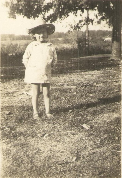 Pike County, Indiana, Morton Family, Young Girl in Hat Standing in Yard, Virginia Ross