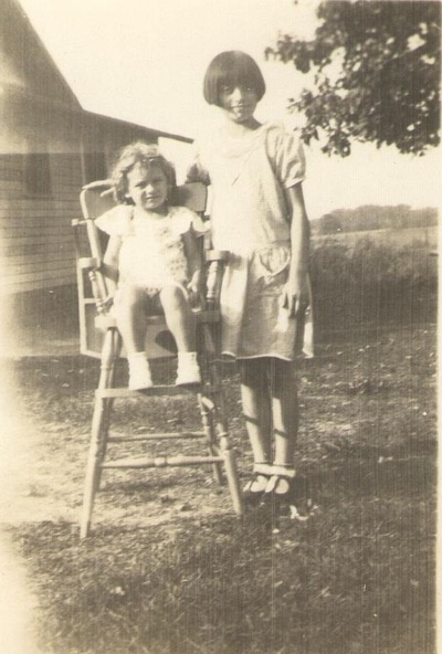 Pike County, Indiana, Morton Family, Young Girl in High Chair and Girl Standing in Yard, Virginia Ross