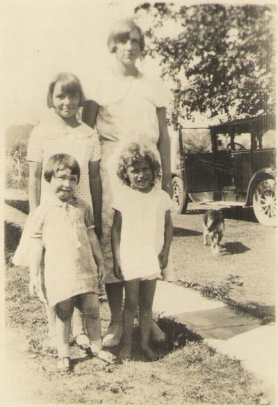 Pike County, Indiana, Morton Family, Group of Girls Standing Near Sidewalk, Virginia Ross