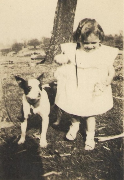 Pike County, Indiana, Morton Family, Young Girl With Dog in Yard, Virginia Ross