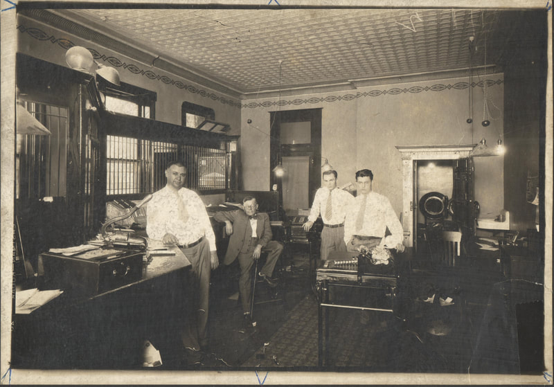Pike County, Indiana, Unidentified Groups/Couples, Men Gathered in Office, October 5, 1928