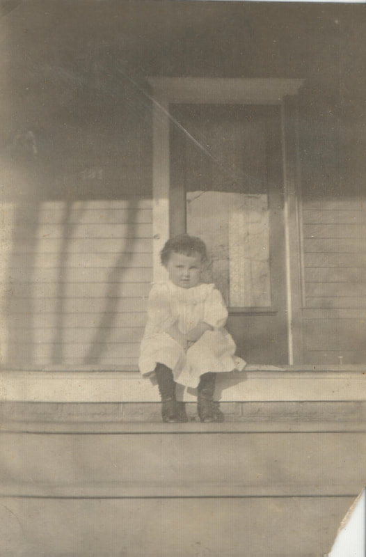 Pike County, Indiana, Unidentified Children, Young Girl Seated on Front Steps of Home