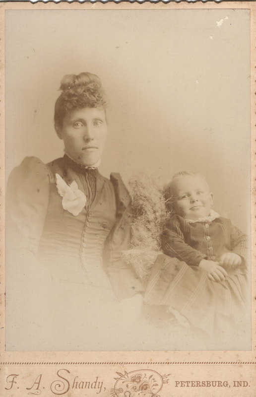 Pike County, Indiana, Identified Females, Woman with Baby, F.A. Shandy Photo Studio, Petersburg, Indiana