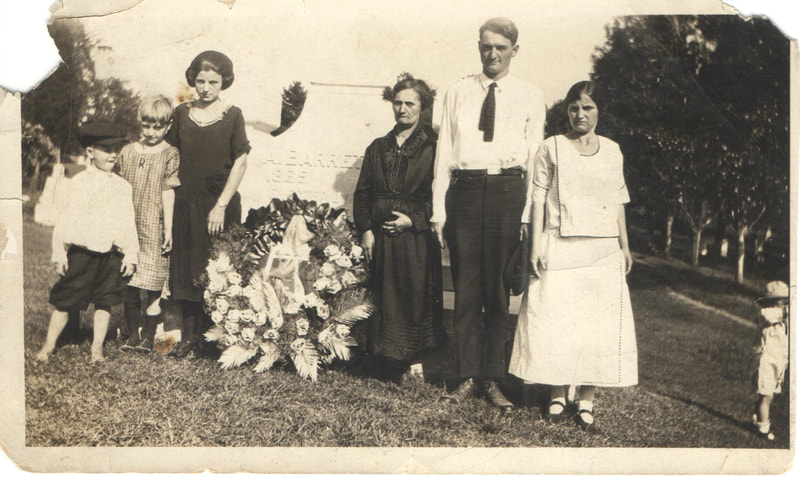 Family gathered at graveyard