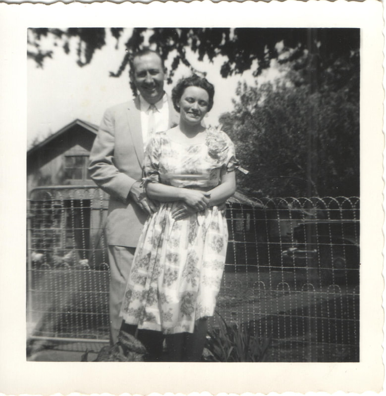 Man and woman in formal dress standing next to fence