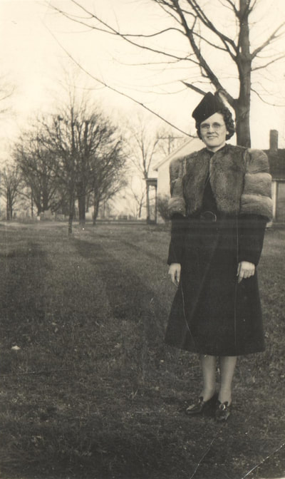 Pike County, Indiana, Judd Family, Woman in Fur Coat Standing, Zedith Judd 