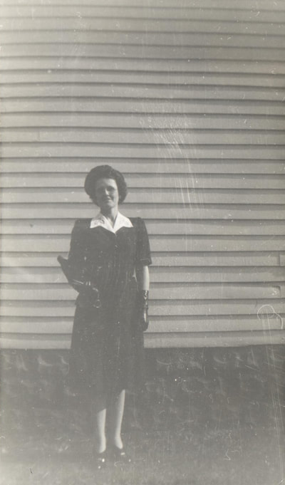 Pike County, Indiana, Judd Family, Woman Standing in Front of Building, Zedith Judd 